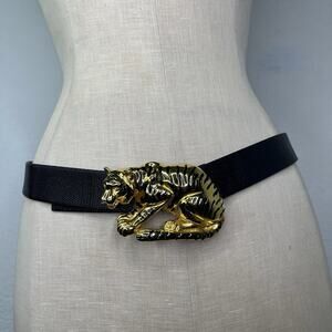Doreen Ryan Signed Tiger Buckle Midnight blue Belt Size S-M, glam, chic, stylish